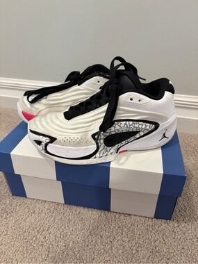 Jordan Kids White Black with Red Accent Luka Basketball Shoes